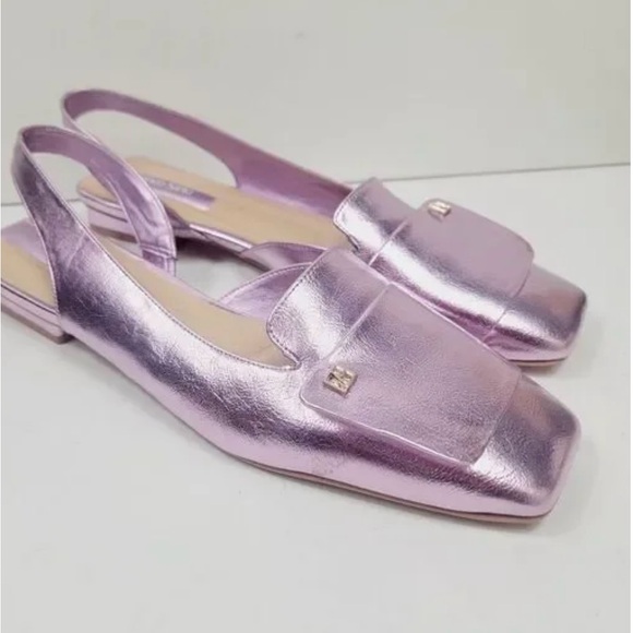 Franco Sarto Pastel Teagan Squaretoe Slingback Flats Metallic Lilac Size 9 - Picture 1 of 6